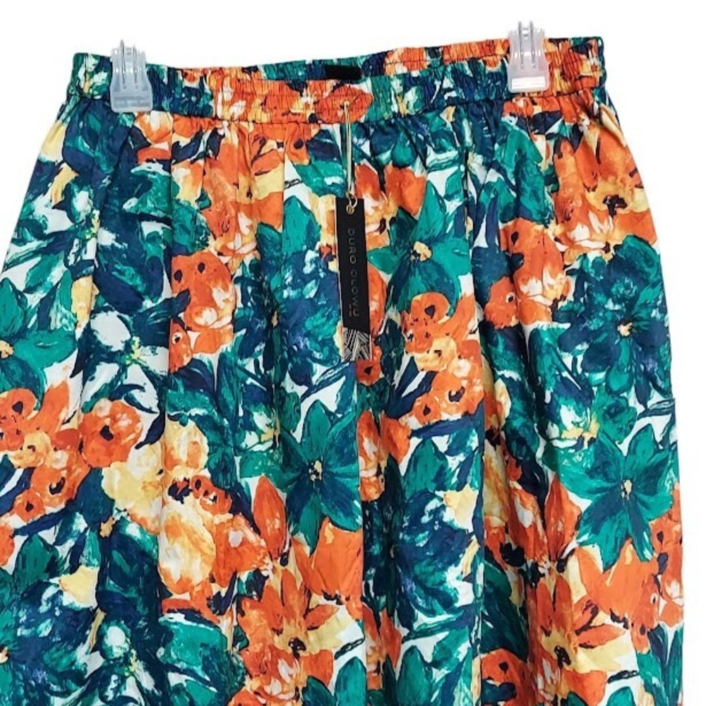 Duro Olowu Multi Color Floral Cotton Stretch Skirt Size Small New with Tags‎